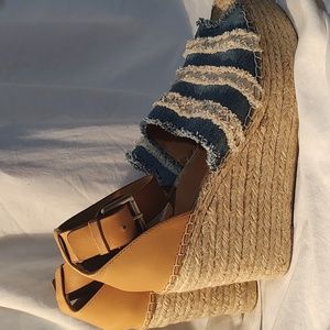 New Marc Fisher denim and leather espadrille